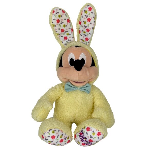 Disney Mickey Mouse Plush In Yellow Easter Bunny Costume 2020 Yellow 15 Inch - Picture 1 of 9